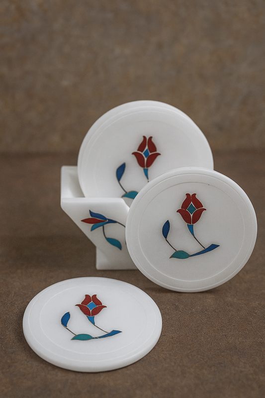 Marble Coasters Set – Premium Natural Stone Drink Coasters for Home & Office
