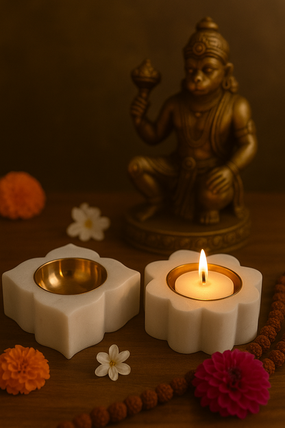 Marble Tea Light Diya – (Set of 2)