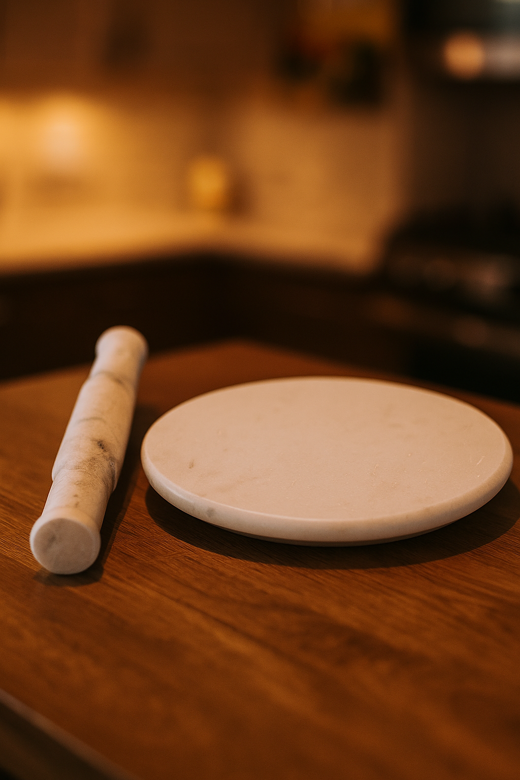 Marble Chakla Belan Set – Traditional Roti Rolling Board & Pin for Indian Cooking